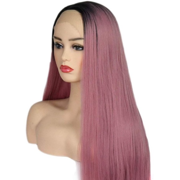 MADDIE 28” Pink with dark roots LaceFront Wig ? main image 6